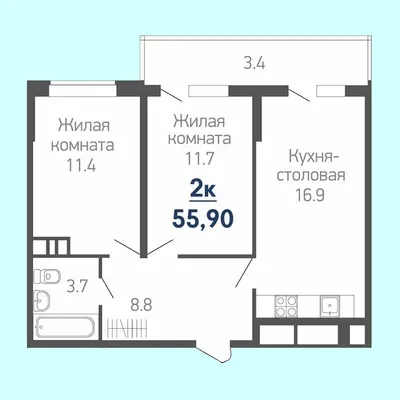 Евродвушка с лоджией в стиле лофт 45,80 кв.м. - Идеи дизайна интерьера -  галерея проектов Planoplan