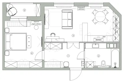 Поиск планировки: 5 вариантов + финал для евродвушки в Петербурге | Houzz  Россия