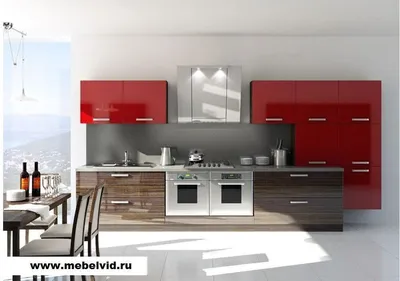 Темно красный кухонный гарнитур Сканди 160 - заказать в Москве