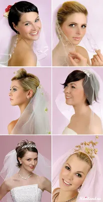 Свадебные прически с фатой на короткие волосы фото | Hairland.ru
