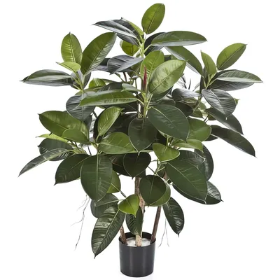 Купить Искусственное растение Фикус Эластика, куст, высота 90 см, для  напольного кашпо с доставкой