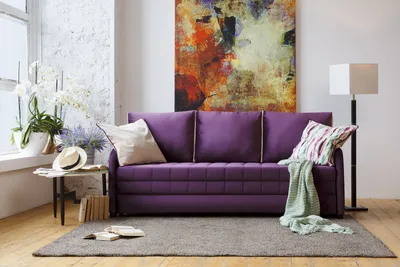 Фиолетовый диван в интерьере фото фотографии