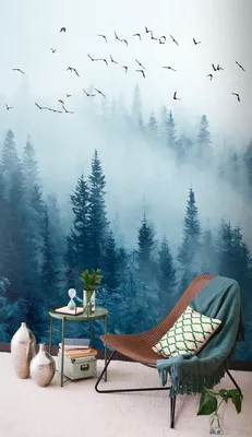 Обои на рабочий стол Лето, природа, на полянке, покрытой зеленой травой,  стоит стол со стульями, все в окружении цветущих деревьев, небо голубое и  ясное с чуть заметными облаками, обои для рабочего стола,