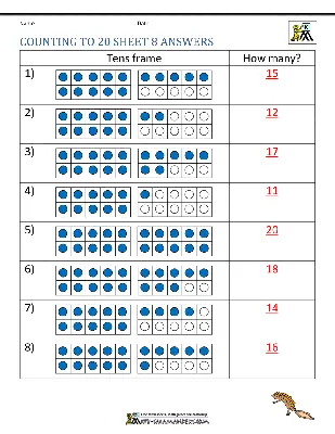 Counting to 20 Worksheets