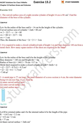 NCERT Solutions Class 9 Maths Chapter 13 Surface Areas and Volumes