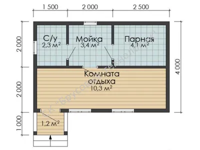 Одноэтажная баня 6 на 4 | проект №001-6x4