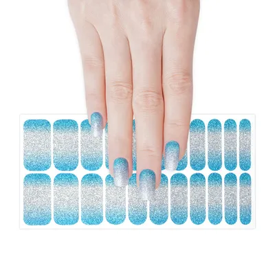Объемные полоски для ногтей Пользовательские блестящие наклейки для ногтей,  серебристо-голубой - HUIZI