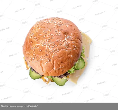 Вкусный черный бургер на белом фоне :: Стоковая фотография :: Pixel-Shot  Studio