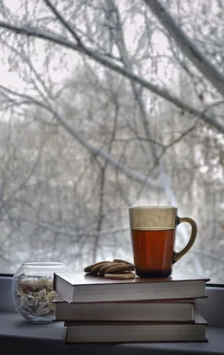 Зима за окном | Чашка чая, Кофейные иллюстрации, Утренний кофе