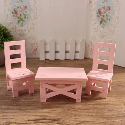Купить 1 комплект 1:12 мини-деревянных столов и стульев для кукольного  домика, украшение своими руками, мини-мебель | Joom