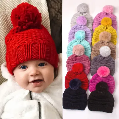 Детский вязаный крючком тюрбан с помпоном, шапки, теплые зимние шапки,  вязаные шапки для новорожденных мальчиков и девочек, модные детские  головные уборы, наушники | AliExpress