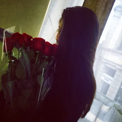 Скачать обои цветы, девушка, брюнетка, розы, красные разрешение 1024x1024  #116965