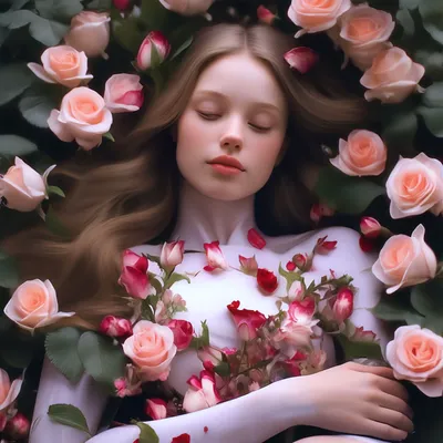 Девушка с лепестками роз на красном фоне Стоковое Изображение - изображение  насчитывающей красно, лепестки: 160547823