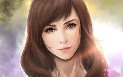 Красивый рисунок девушки с тёмно-русыми волосами — Картинки на аву