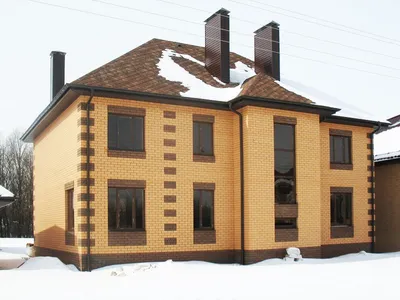 Дом из желтого кирпича с коричневыми (59 фото)