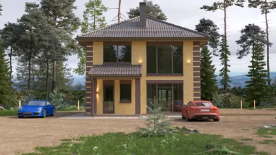 Проект одноэтажного дома с террасой 05-44 🏠 | СтройДизайн