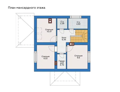 Проект дома AS-1626 из ячеистобетонных блоков с мансардой и 2 спальнями