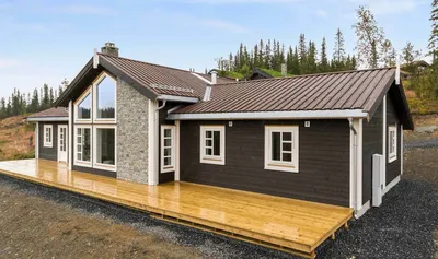 Финские одноэтажные дома из бруса с верандой, проекты, деревянный каркас,  цены в каталоге, фото