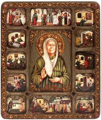 Освященная икона святой Блаженной Матроны Московской под старину, 10*13 см  - купить по низким ценам в интернет-магазине OZON (859226892)