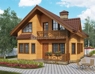 Проект одноэтажного дома с террасой и мансардой Vg2749 в Киргизии