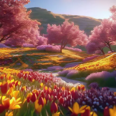Красивая природа весна реалистично …» — создано в Шедевруме