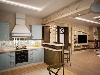 Пример дизайна гостиной, совмещенной с кухней | магазин Кухмастер в Саратове