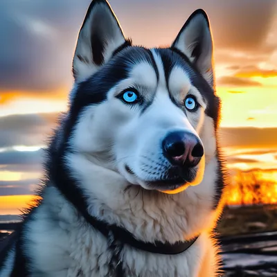 Красивая собака породы хаски, на …» — создано в Шедевруме
