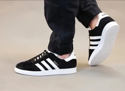 Чёрные мужские и подростковые кроссовки Адидас Гзель | Adidas Gazelle Black  / White в sport365shoes.by интернет-магазине, в Минске