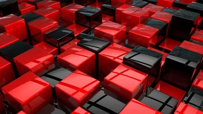 Обои кубы, красный, черный, пространство картинки на рабочий стол, фото  скачать бесплатно