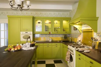 Оливковый цвет в интерьере кухни | Выбираем кухню | Дзен