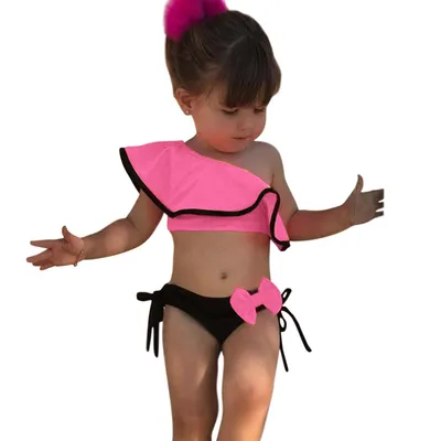 Купить Летний купальник для маленьких девочек 0-3 лет, детский купальник из  двух предметов с оборками и бантом, бикини для водных видов спорта, пляжная  одежда для купания | Joom