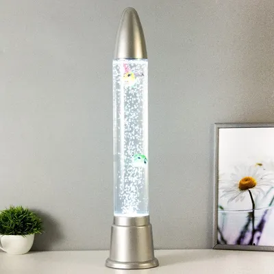 Купить Лава-лампа с блестками, 41 см (220 V, серебристый корпус), цвет микс  | Мелеон