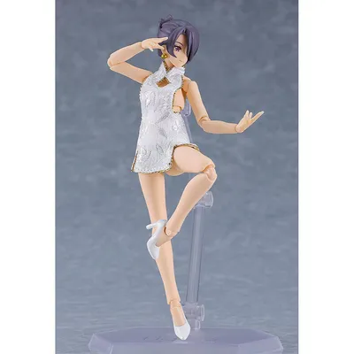 figma Female Body (Mika) with Mini Skirt Chinese Dress Outfit  (White),Figures,figma,figma Styles