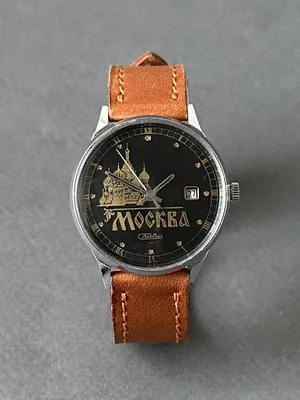 Mechanical watch \"Moscow\" USSR, with handmade leather strap, perfect  condition, with storage
