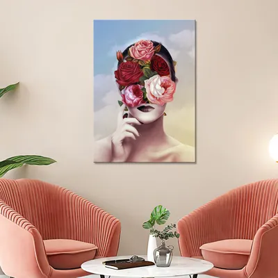 Картина на холсте для интерьера - \"девушка с цветами на голове, без лица  20х30\" - купить по низкой цене в интернет-магазине OZON (795224294)