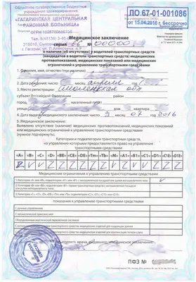 Справки о водительской медсправке