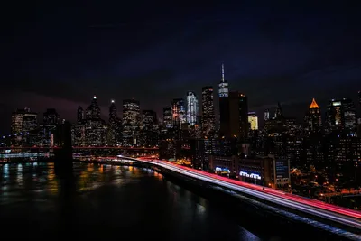 Обои Огни ночного Нью-Йорка 1920х1080 Full HD картинки на рабочий стол фото  скачать бесплатно
