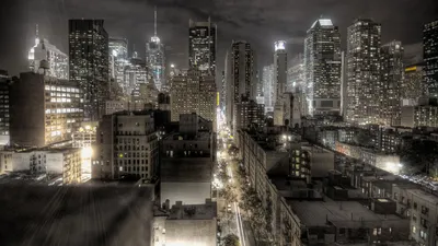 Векторная иллюстрация нью-йоркского ночного городского пейзажа Векторное  изображение ©vectorpouch 196550442