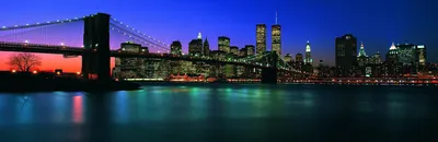 Купить Фотообои ночной Нью Йорк Манхэттен вид с воды на стену. Фото с  ценой. Каталог интернет-магазина Фотомили