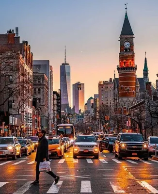 Изображение Панорама Нью-Йорка в синих оттенках для скинали высокого  качества