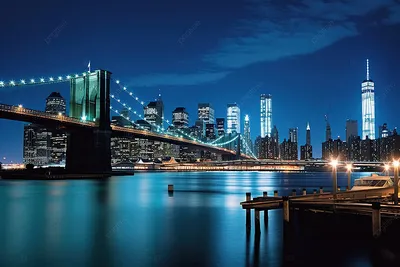Купить картину на холсте \"Стеклянные небоскребы освещают вечерний Нью-Йорк\"  с доставкой недорого | Интернет-магазин \"АртПостер\"
