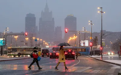 Фотографии ночной Москвы зимой