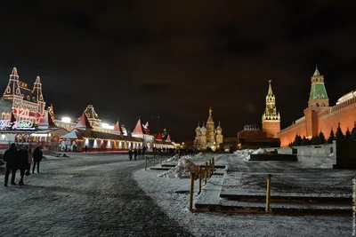 Фотографии зимней Москвы ночью - Россия