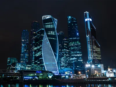 Фотографии ночной Москвы зимой