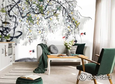 3D Фотообои «Японские мотивы: Цветущее дерево» - купить в Москве, цена в  Интернет-магазине Обои 3D