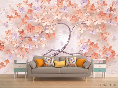 Фотообои 3д дерево персикового цвета», (арт. 23078) - купить в  интернет-магазине Chameleon