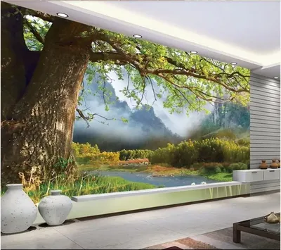 Фотообои 3d на заказ, красивые обои с большим деревом, пейзажем, фоном,  домашний декор, 3d настенные фрески, обои для стен 3 d | AliExpress