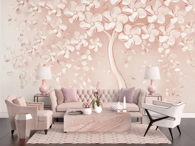Фотообои Розовое дерево 3Д на стену. Купить фотообои Розовое дерево 3Д в  интернет-магазине WallArt