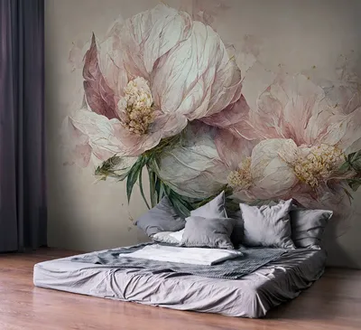 Фотообои 3D цветы в интерьере спальни 254 x 184 см Светло розовые пионы  (13817P4)+клей (ID#1400013351), цена: 850 ₴, купить на Prom.ua