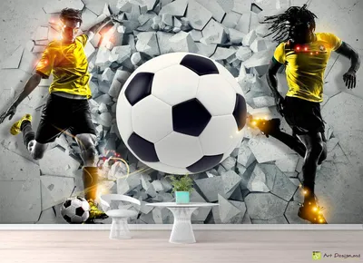 Футбольный мяч и футболисты фотообои | Обои на заказ любых размеров за один  день, Кишинев, Молдова